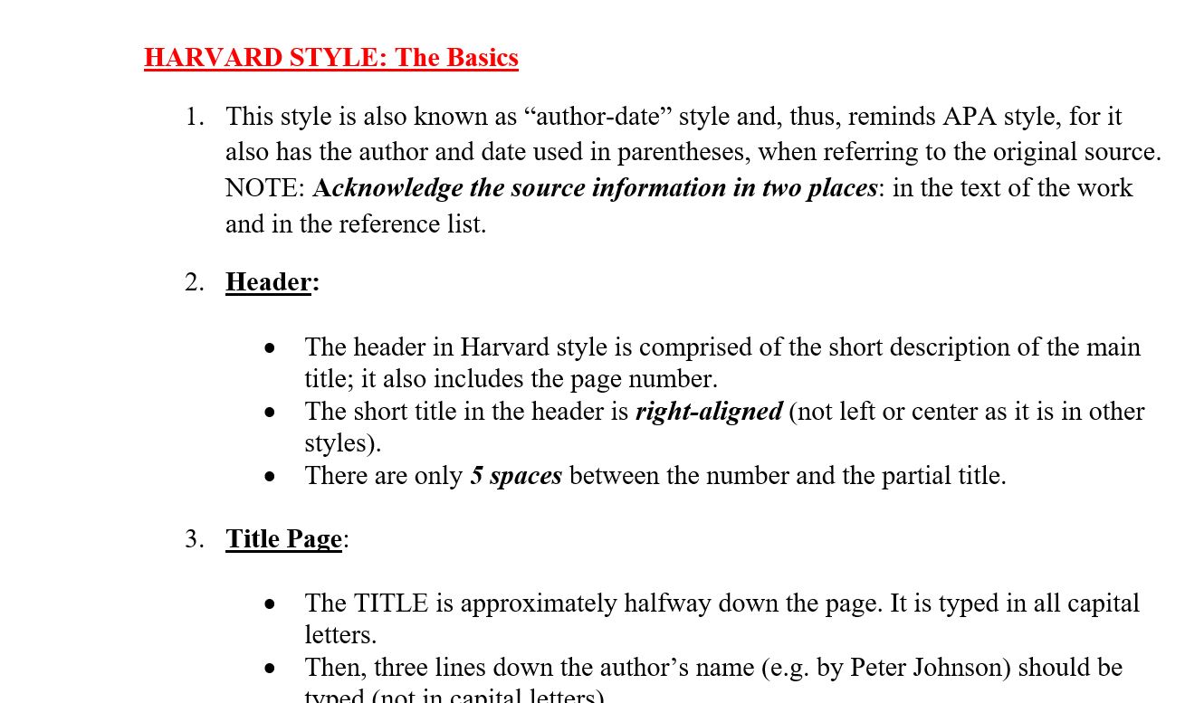 harvard style of referencing and a guide of writing in harvard format