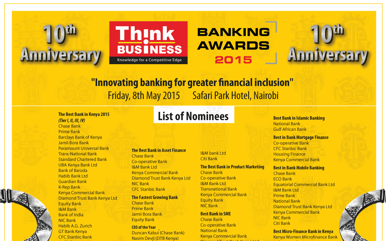 Full list of Think Business Baking Awards 2015 winners: Best Banks In Kenya 2015