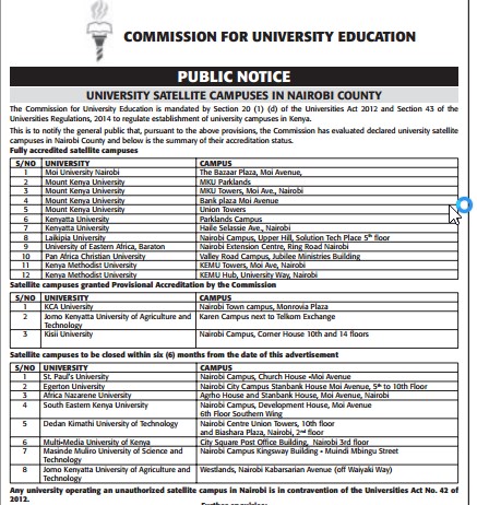 illegal universities in nairobi kenya