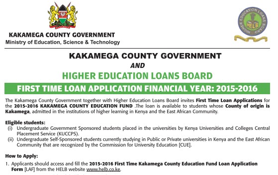 How to Apply for Kakamega County Government Student loan: Applications for first time applicants now open