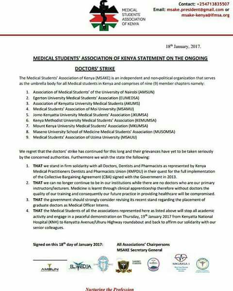 kenya medical students statement