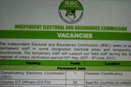 iebc 2017 april jobs for august elections