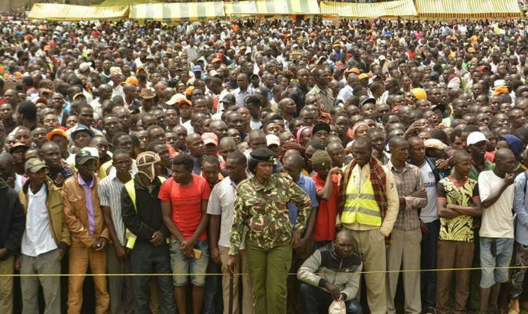 Crowd of NASA supporters in Kisii Stadium following the rally proceedings