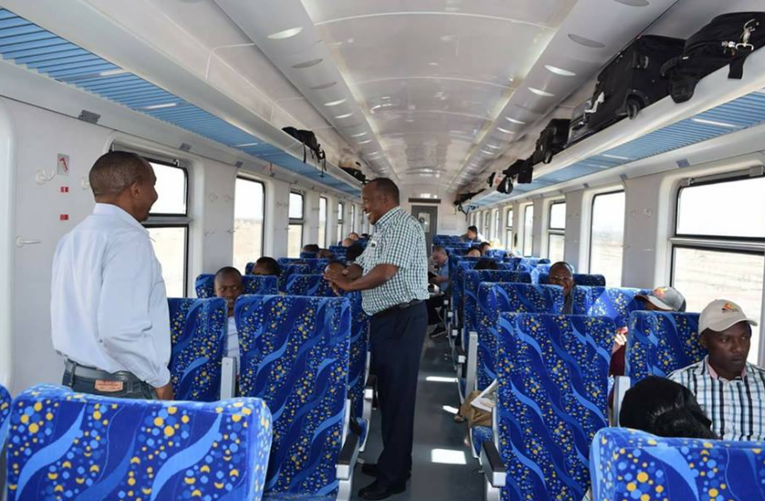 Inside passenger Train sits of the standard gauge rail way Kenya