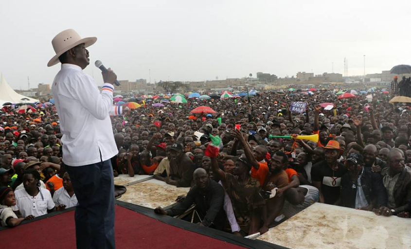 Raila speaking in Jacaranda grounds during NASA rally