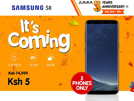 Jumia Kenya celebrating 5th anniversary by selling this smartphone at only five shillings