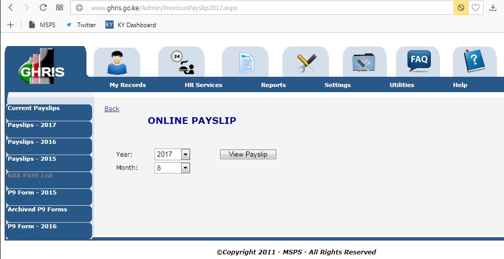 Chosing current payslip