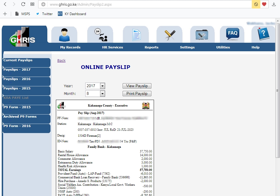 How to Check and Print Online Payslip for Government of Kenya Employees