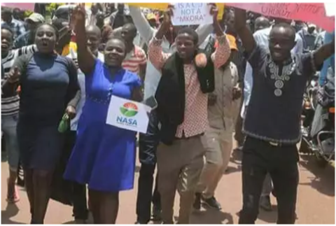 Protestors march in support of Maraga