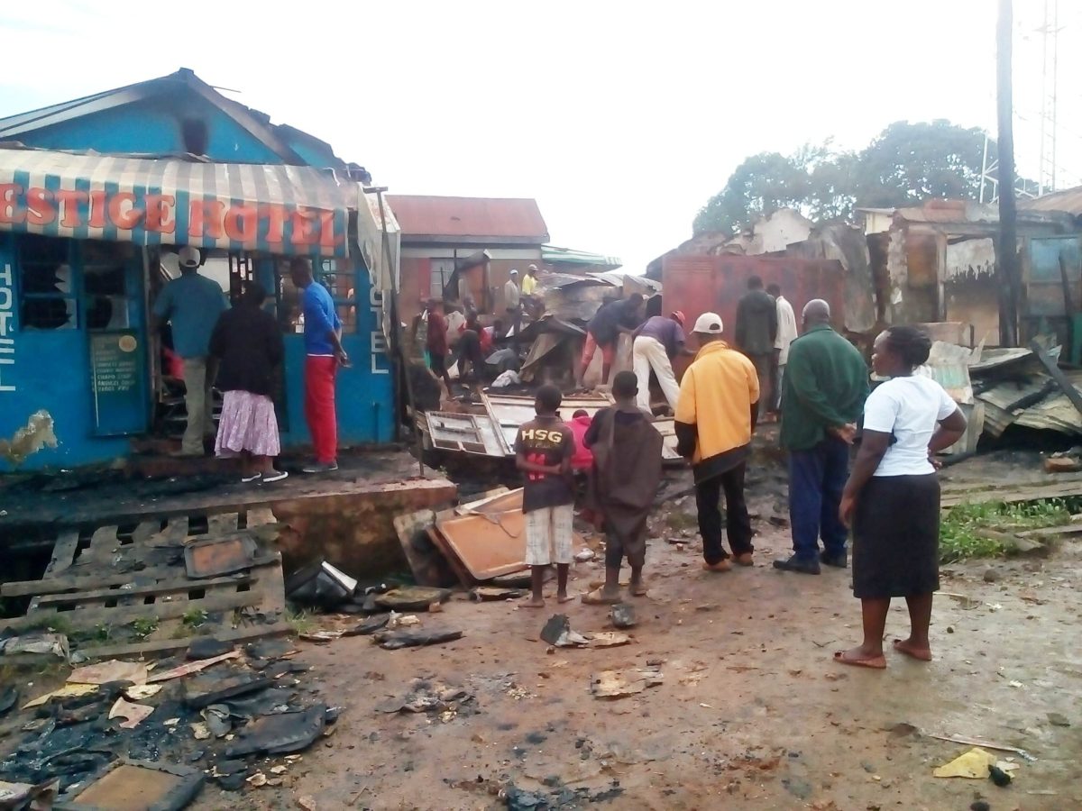 Kakamega residents stare at the afternath of the fire.