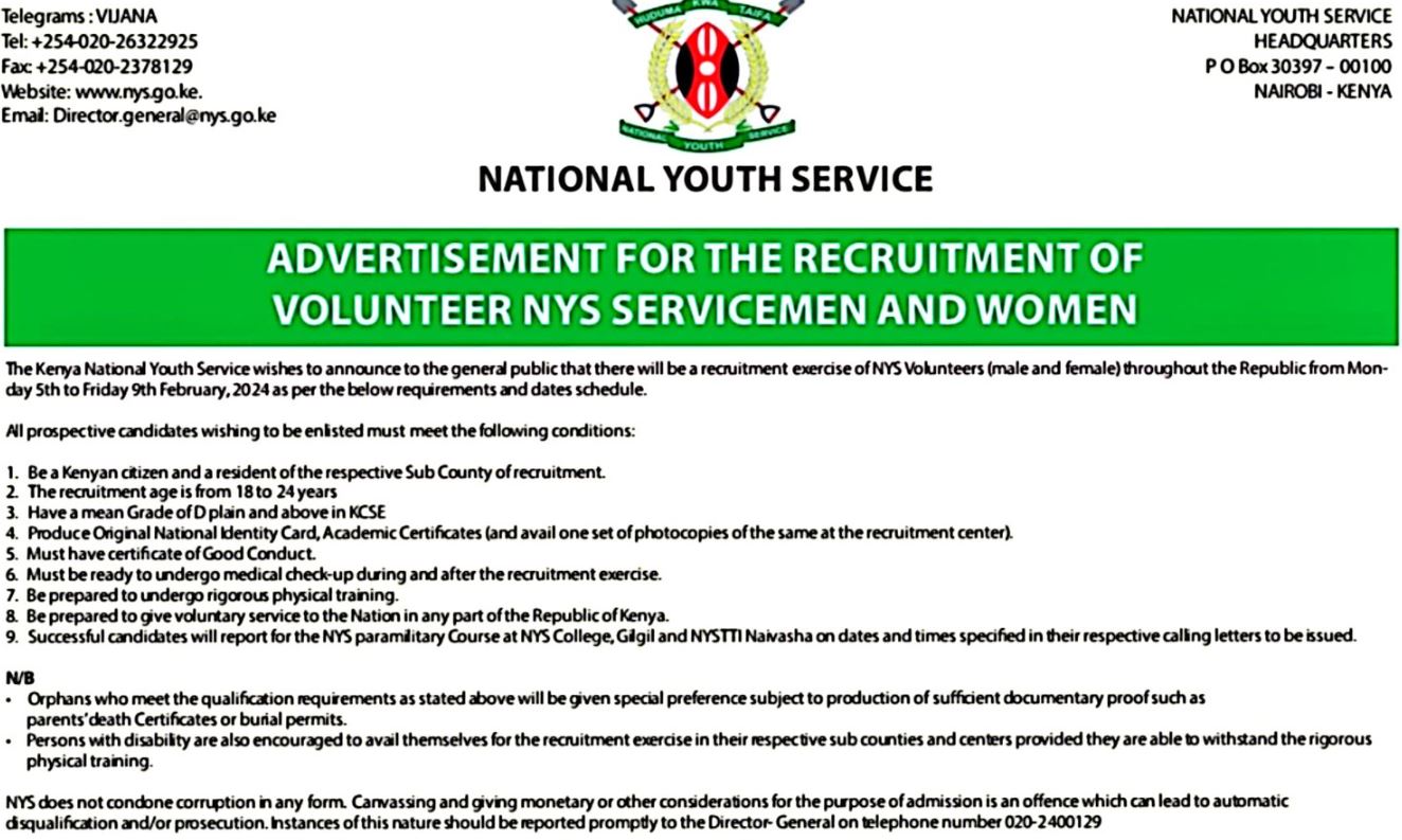 NYS Recruitment 2024 Dates and Centres