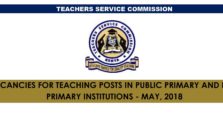 TSC May 2018 Job Vacancies (8,672) for Primary and Post Primary teachers