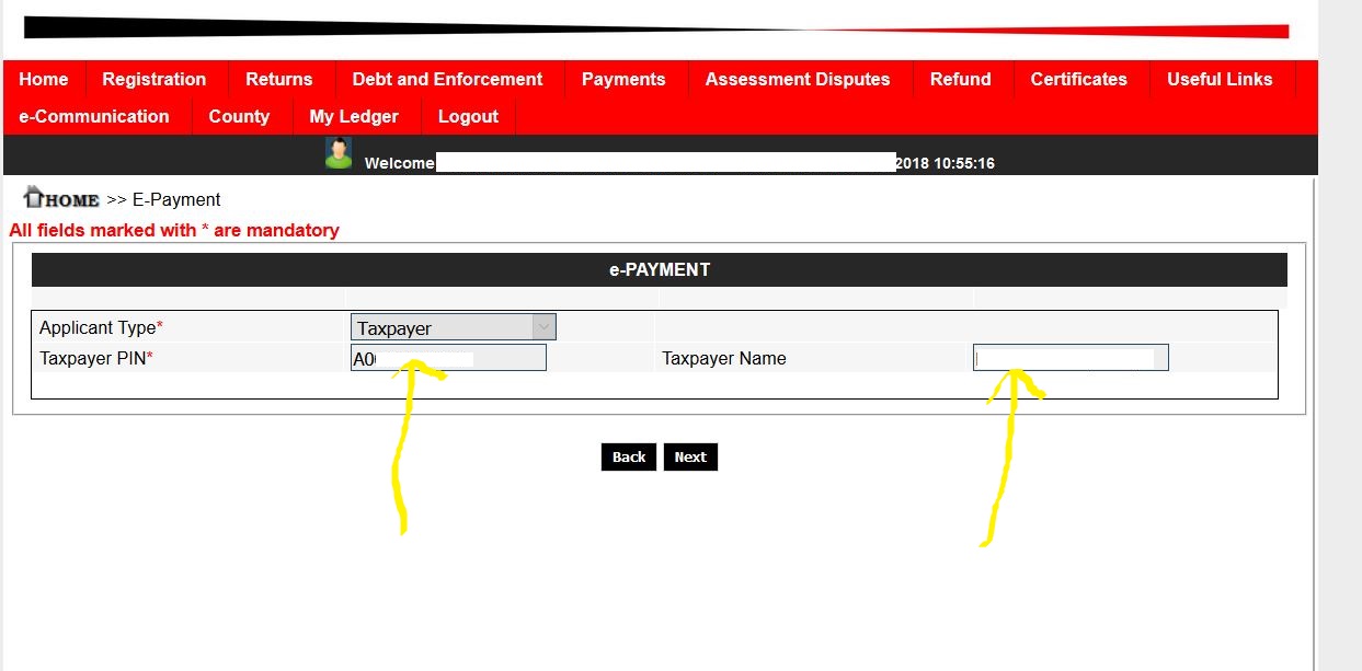 Presumptive Tax Kra Pin and Name