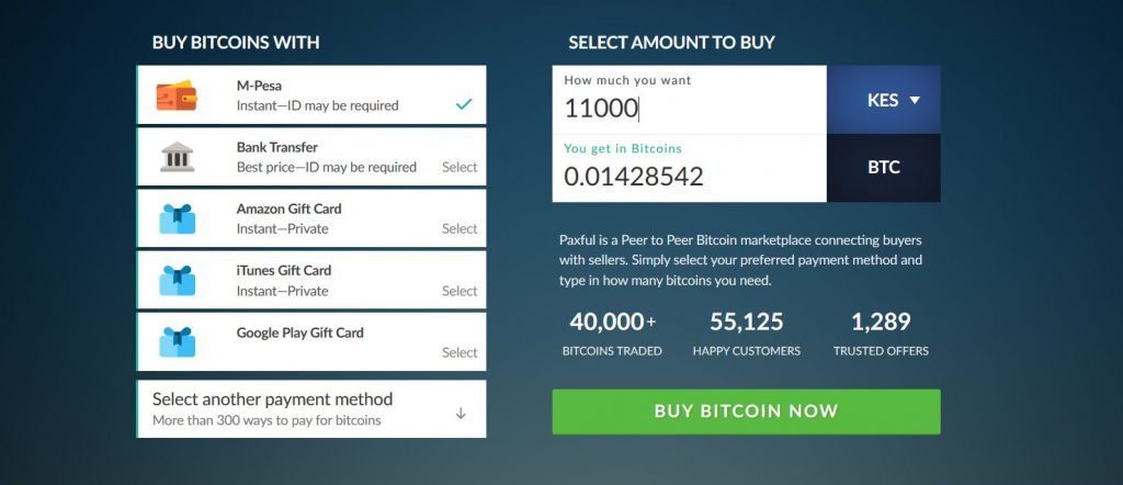 buying Bitcoins with Mpesa through Paxful trading platform