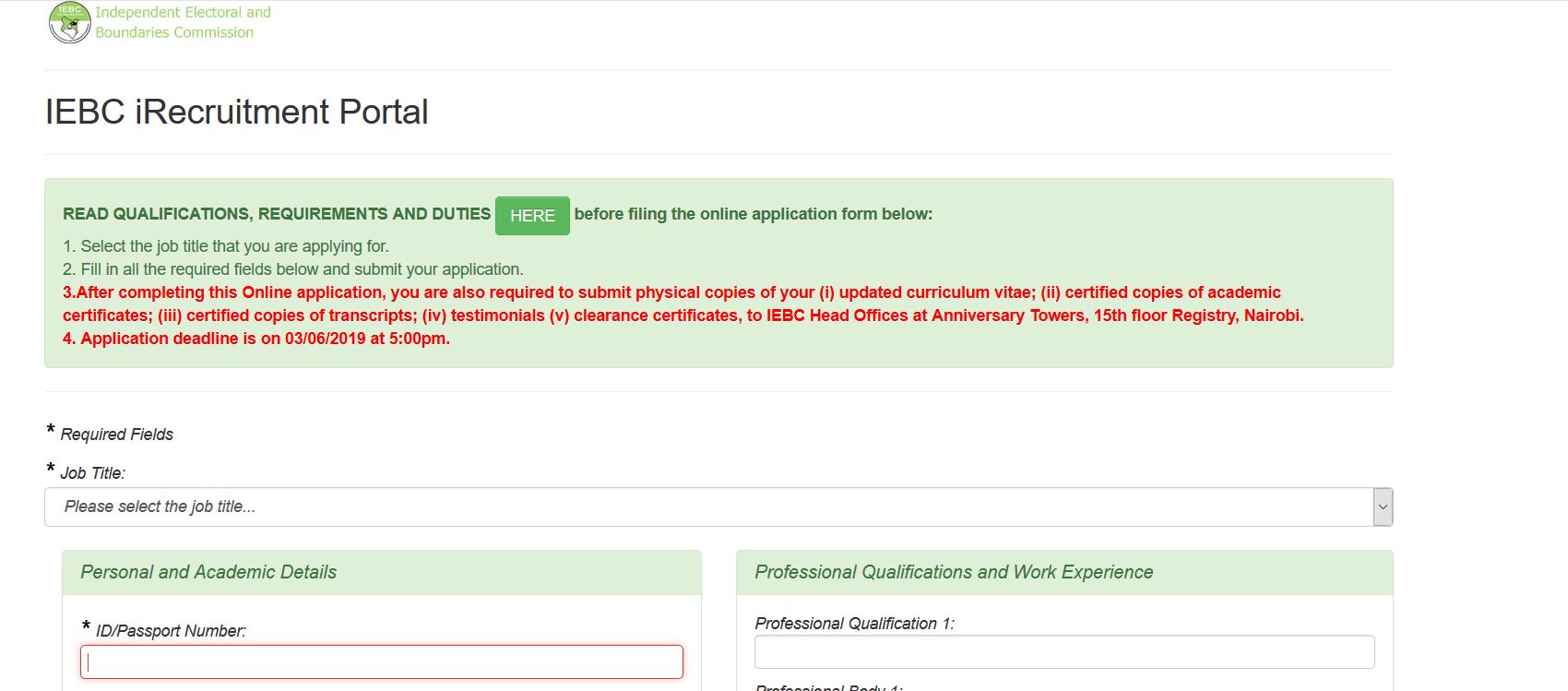 IEBC iRecruitment Portal and how to apply for jobs Guide