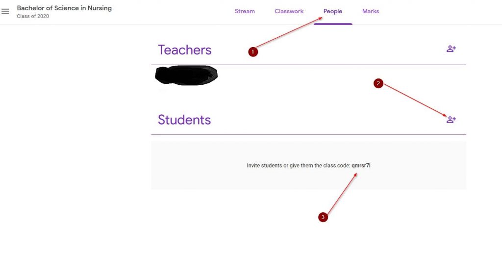 Invite students with code or email to google classroom