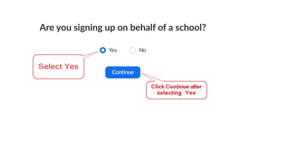 Sign up Zoom on behalf of school
