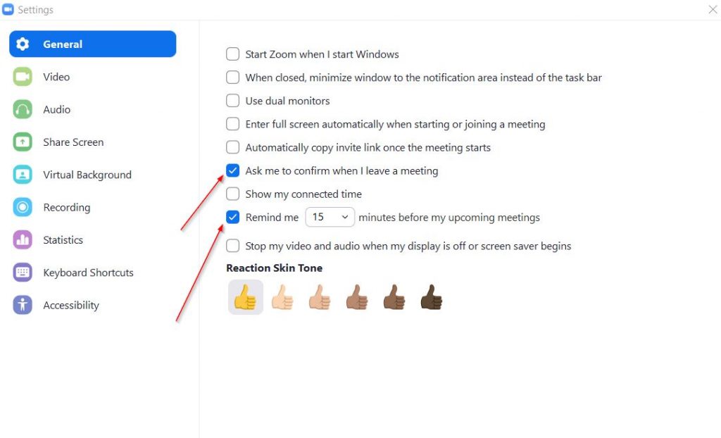 Zoom General settings