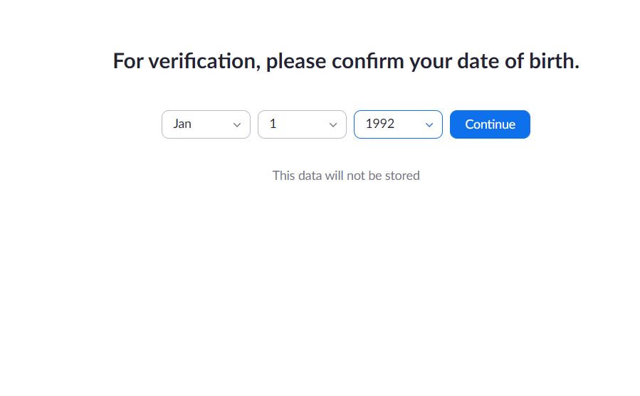 Zoom date for birth verification