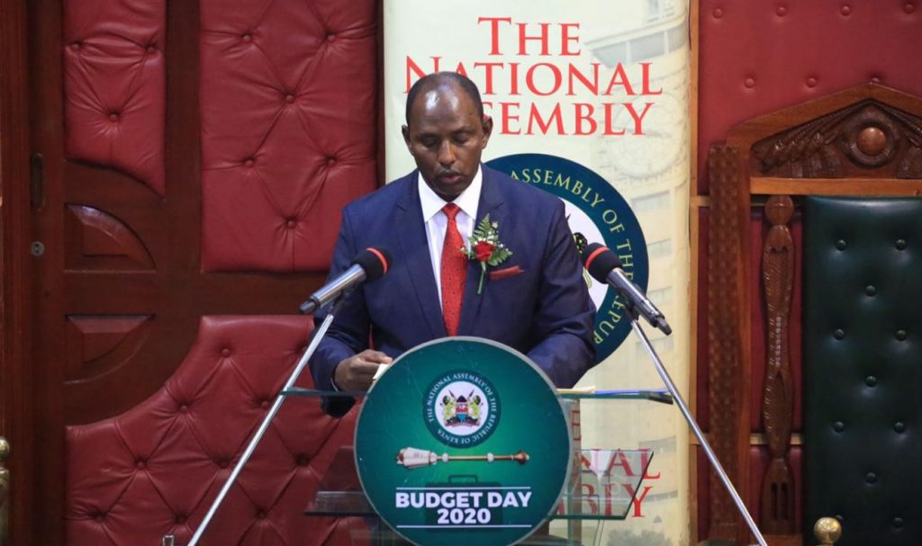 National Treasury CS Ukur Yatani reading 2020, 2021 Kenyan budget in parliament