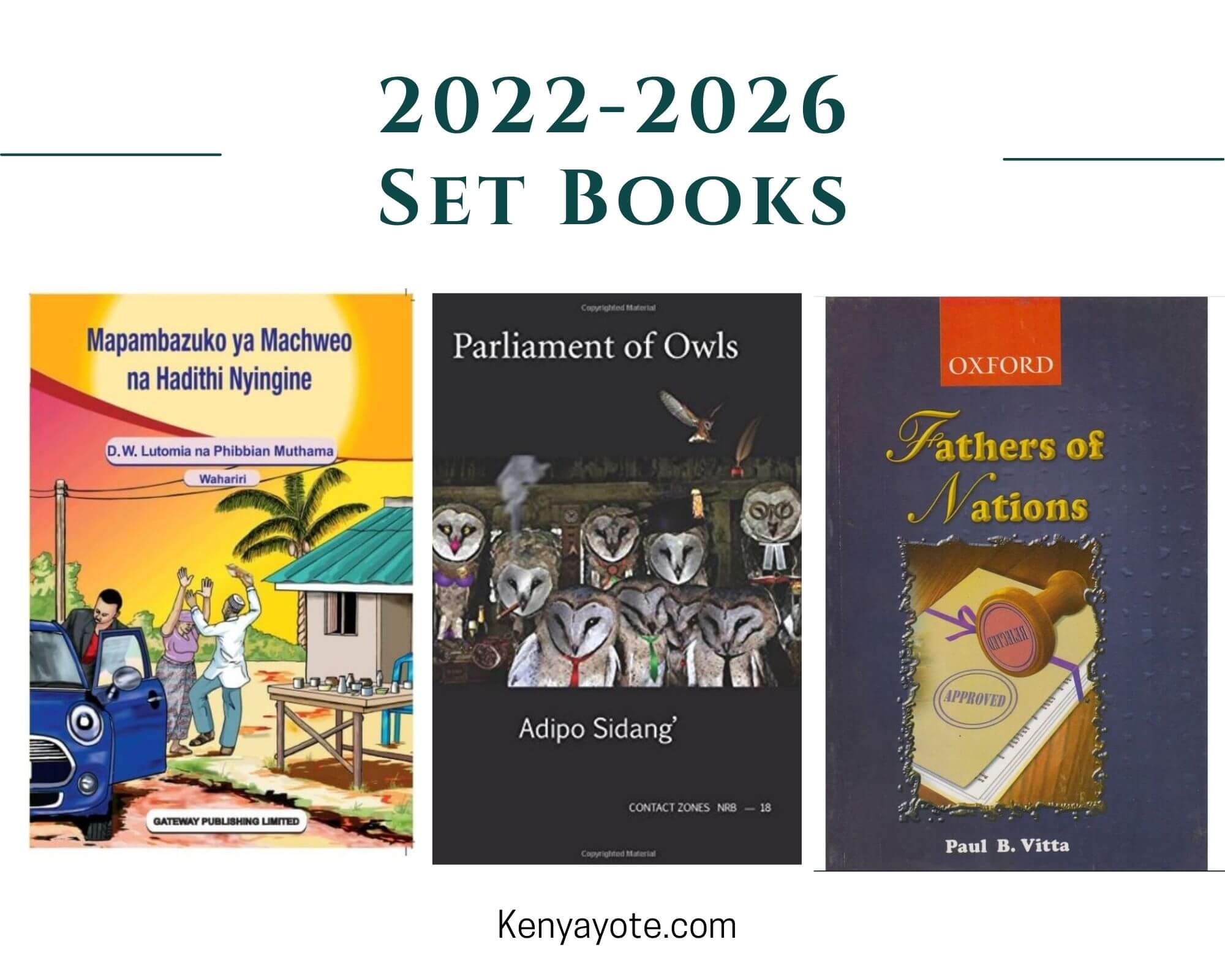 2022/2026 English, Kiswahili Set books for Secondary Schools, KCSE, Approved by KICD