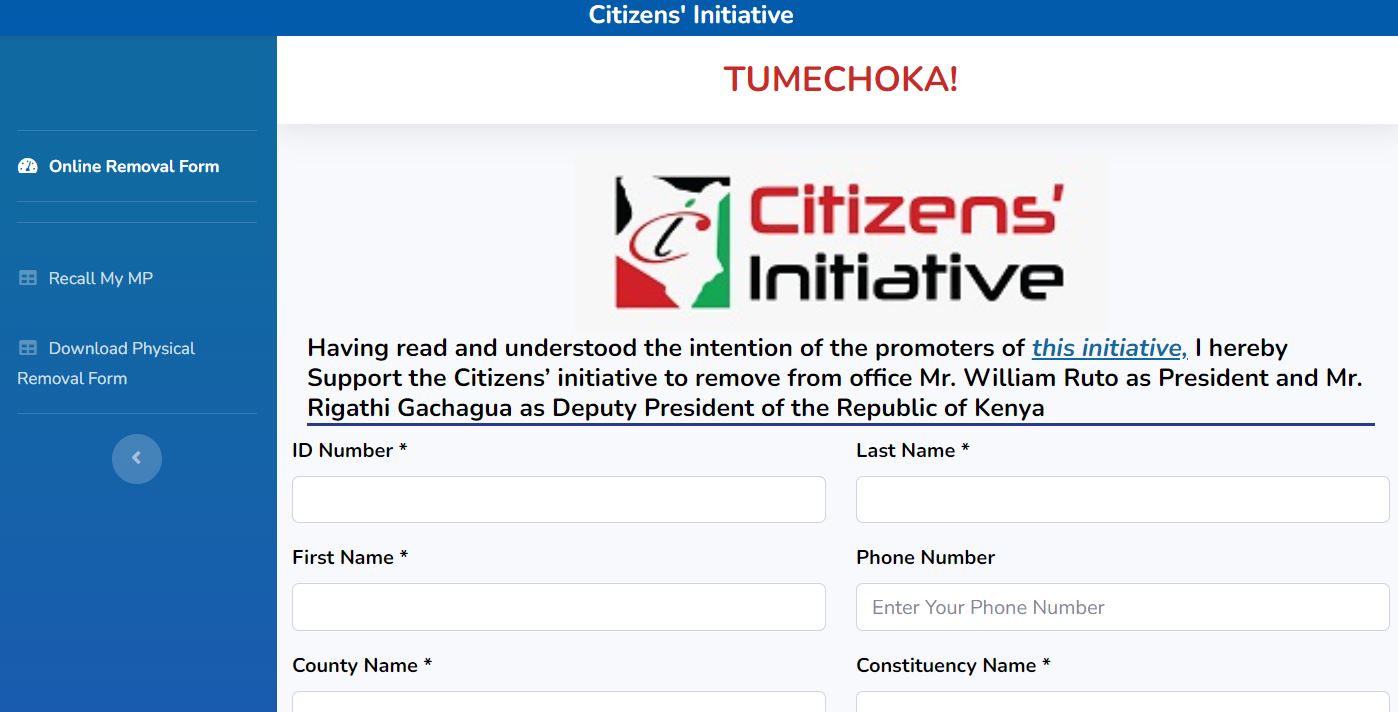 Tumechoka initiative website for collecting signature